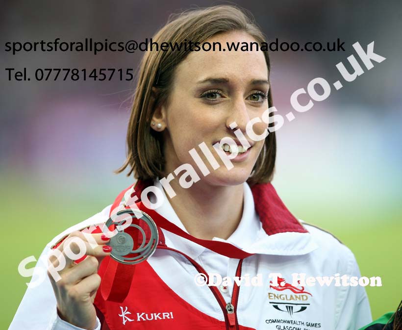 Laura Weightman (England) with her silver medal in the 1500 metres, 2014 Commonwealth Games, Glasgow. Photo: David T. Hewitson/Sports for All Pics